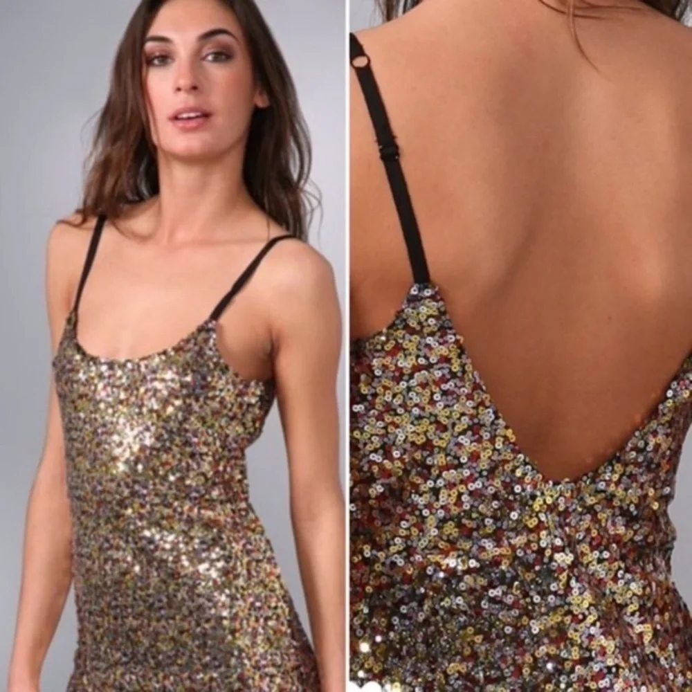 Free People Intimately Medium Confetti Sequins Slip Mini Dress Party Festive